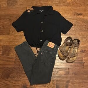 Moa Moa Black Cropped Top